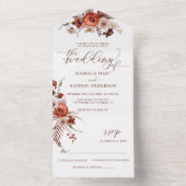 秋テラコッタワイルドフラワー結婚ズ詳細RSVP オールインワン招待状 (内側)