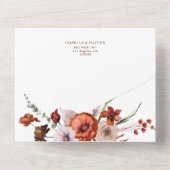 秋テラコッタワイルドフラワー結婚ズ詳細RSVP オールインワン招待状 (裏面)