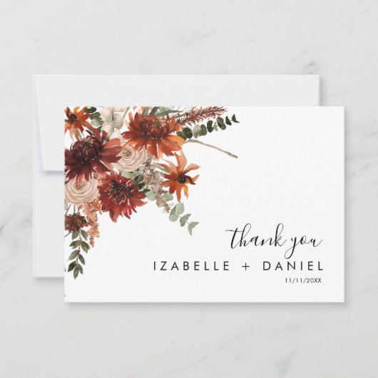 秋テラコッタ結婚写真のサンキューカード サンキューカード (正面)