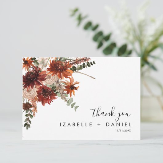 秋テラコッタ結婚写真のサンキューカード サンキューカード (スタンド正面)