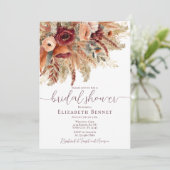 秋テラコッタ花模様パンパスグラスブライダルシャワー 招待状 (スタンド正面)