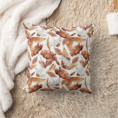 秋テラコッタ葉ラストフラワーパターン クッション (ブランケット)