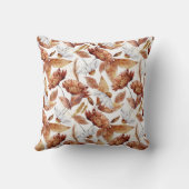 秋テラコッタ葉ラストフラワーパターン クッション (裏面)