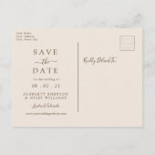 秋テラコッタ葉結婚の写真の日付を保存 案内ポストカード (裏面)