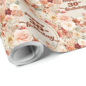 秋テラコッタ赤面ブルゴーニュボホ30歳の誕生日 ラッピングペーパー (ロールコーナー)