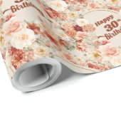 秋テラコッタ赤面ブルゴーニュボホ30歳の誕生日 ラッピングペーパー (ロールコーナー)