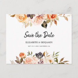 秋テラコッタ金ゴールドオレンジフローラ保存日付 ポストカード