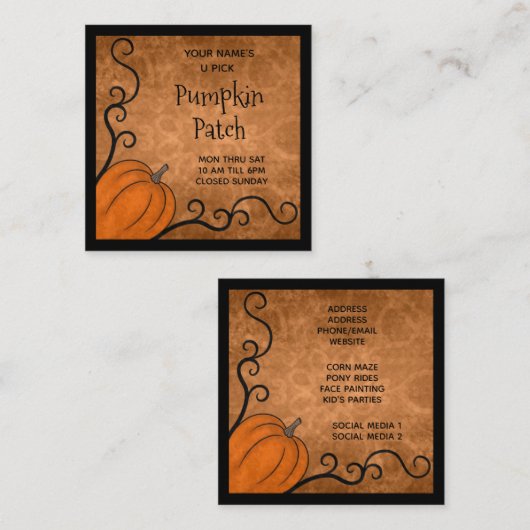 秋テーマの渦巻きノベルティ スクエア名刺 (正面/裏面)