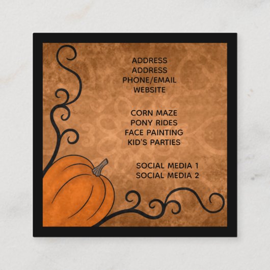 秋テーマの渦巻きノベルティ スクエア名刺 (裏面)