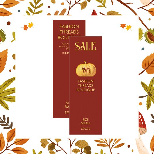 秋テーマシンプルブモダンティックアパレルラベル コーリングカード