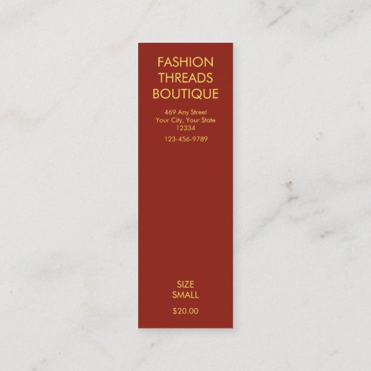 秋テーマシンプルブモダンティックアパレルラベル コーリングカード (裏面)