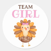 秋テーマターキー女の子ジェンダーのリビールシール ラウンドシール (正面)