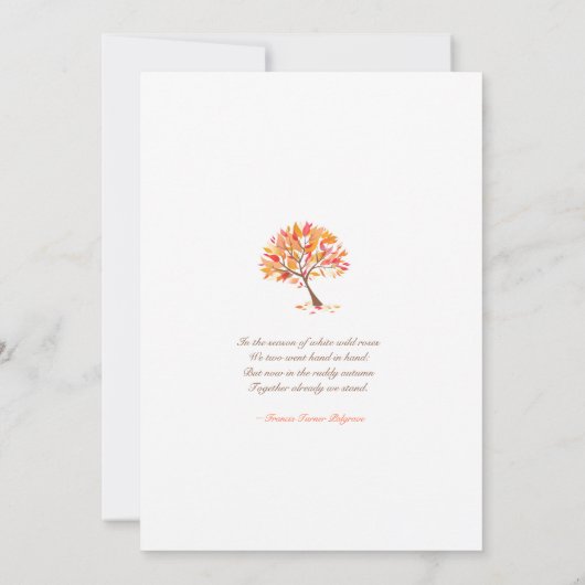 秋テーマツリーフラット結婚式招待状 招待状 (裏面)