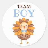 秋テーマトルコ男の子ジェンダーがシールを明かす ラウンドシール (正面)