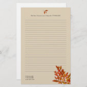 秋テーマ個人筆記用紙赤離れ色 便箋 (正面/裏面)