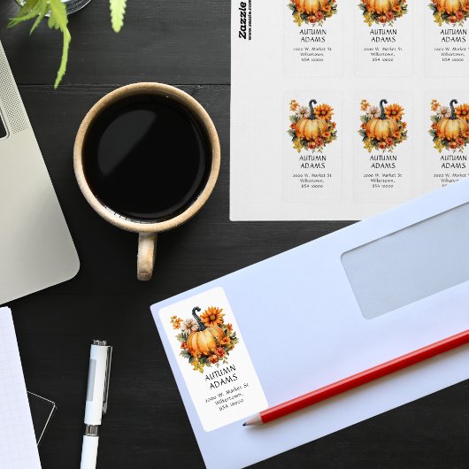 秋テーマ秋カラーズオレンジカボチャ ラベル