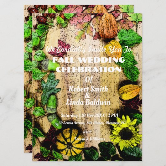 秋テーマ結婚式招待状 招待状 (正面/裏面)