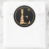 秋テーマ金ゴールドモノグラムEカボチャ ラウンドシール (バッグ)