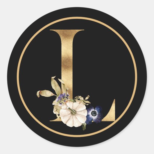 秋テーマ金ゴールドモノグラムL及びカボチャ ラウンドシール (正面)