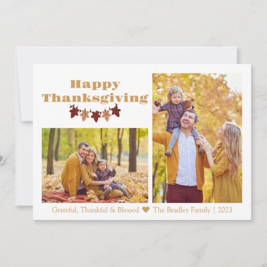 秋テーマ | Happy Thanksgiving家族の写真 シーズンカード (正面)