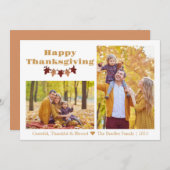 秋テーマ | Happy Thanksgiving家族の写真 シーズンカード (正面/裏面)