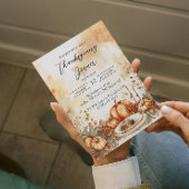 秋ディナーテーブルとカボチャ感謝祭 招待状