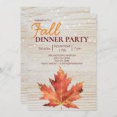 秋ディナーパーティーストリングライトウッド 招待状 (正面/裏面)