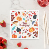 秋デザインハッピーサンクスギビング スタンダードランチョンナプキン (インサイチュ)