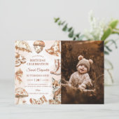 秋トイレデジュウウッドランドテーマ誕生日写真 招待状 (スタンド正面)