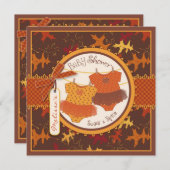 秋トゥス&紅葉ツインガールズベビーシャワー 招待状 (正面/裏面)