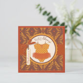 秋トゥトゥアンドオータムダマスクつる植物ベビーシャワー 招待状 (スタンド正面)