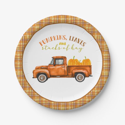 秋トラック誕生日プレート ペーパープレート (正面)