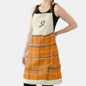 秋トリートプレイドオレンジチョコレートクリームブルーグリーン エプロン (インサイチュ)