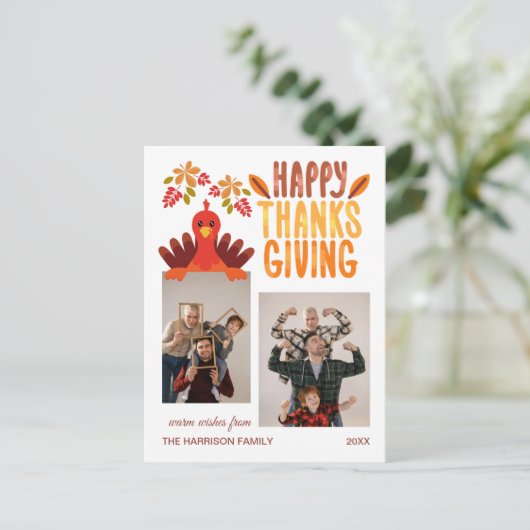 秋トルコ幸せな感謝祭2枚の写真 ポストカード (スタンド正面)