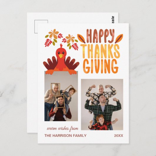 秋トルコ幸せな感謝祭2枚の写真 ポストカード (正面/裏面)