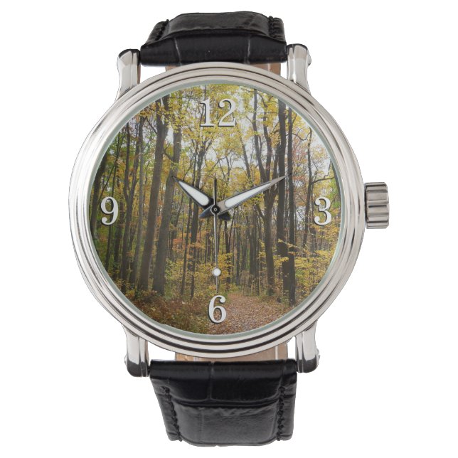 秋トレイルとゴールデン葉ズアットローレルヒルパーク 腕時計 (正面)