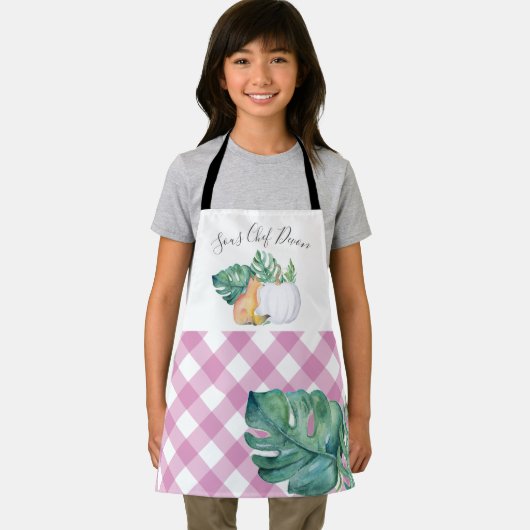 秋トロピカルキツネとホワイトパンプキンエプロン エプロン (インサイチュ)