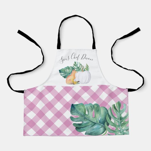 秋トロピカルキツネとホワイトパンプキンエプロン エプロン (正面)