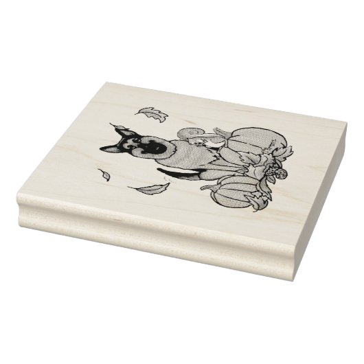 秋ドイツ羊飼い犬（黒タン）カボチャかわいい ラバースタンプ (スタンプ)