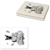 秋ドイツ羊飼い犬（黒タン）カボチャかわいい ラバースタンプ (押印)