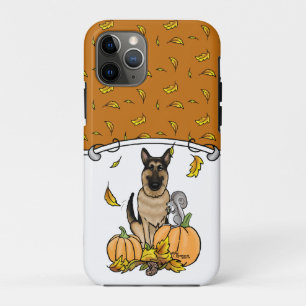 秋ドイツ羊飼い犬(黒タン)カボチャかわいい iPhone 11 PROケース
