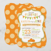 秋ドットアンドカボチャ誕生日招待状 招待状 (正面/裏面)