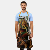 秋ドラゴンオレンジグリーンファンタジー エプロン (着用した状態)