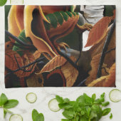 秋ドラゴンオレンジグリーンファンタジー キッチンタオル (折り畳み)