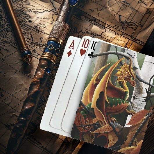 秋ドラゴンオレンジグリーンファンタジー トランプ