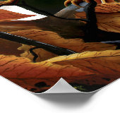 秋ドラゴンオレンジグリーンファンタジー ポスター (角)