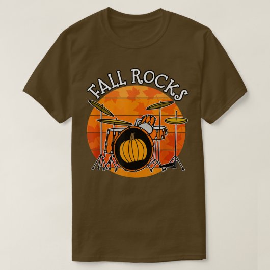 秋ドラマー、秋ロック、ドラム先生秋蒸し Tシャツ (デザイン正面)