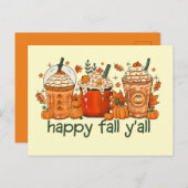 秋ドリンク付きクリームハッピー秋Yall ポストカード (正面/裏面)
