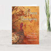 秋ドロップ七面鳥2サミュエル引用文ハッピーサンクスギビング カード (正面)