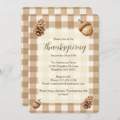 秋ドングルズパインコーンブラウンジンガムサンクスギビング 招待状 (正面/裏面)